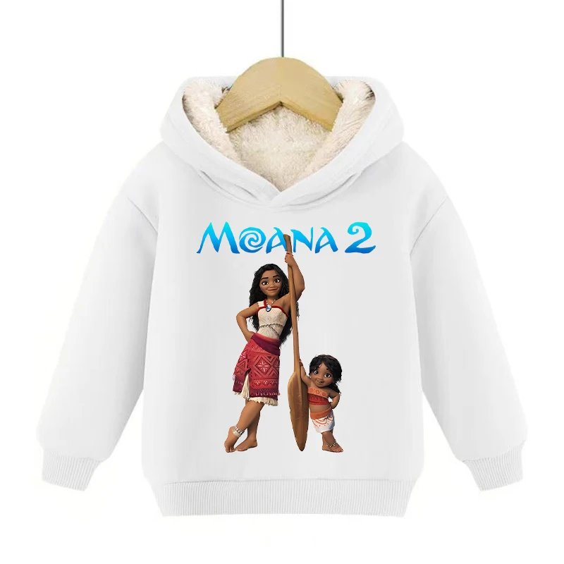 Moana 2 Cute Hoodies New Disney Anime Kids Sweatshirt Girls Boys Winter Thickening Pullover Warm Clothes Children Gift Hot Sales