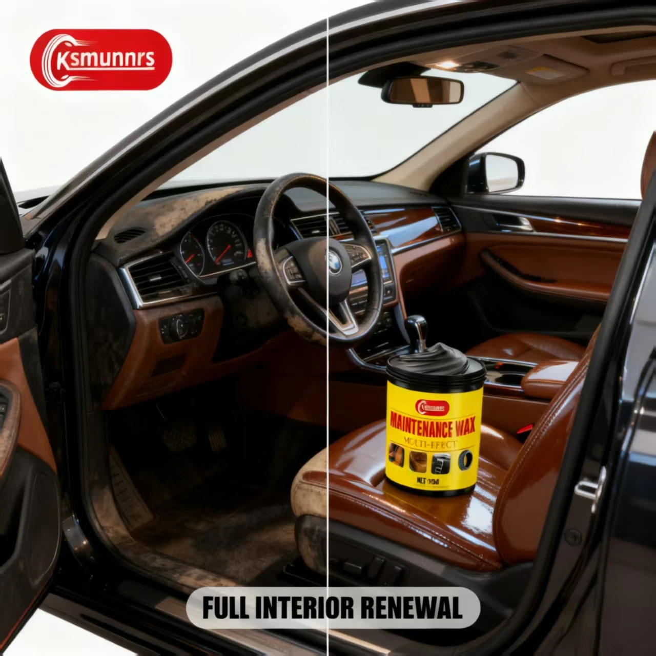Ksmunnrs 150G Multi-Effect Maintenance Wax – All-in-One Solution for Leather, Plastic & Tires, Next-Level Shine & Protection for