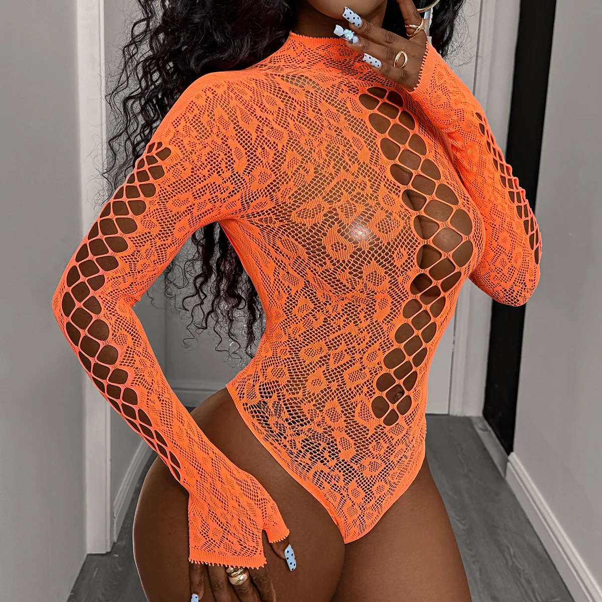 ホットセクシーなランジェリー女性網タイツボディスーツファンシーレース下着ポルノコスチュームシースルー Bodystockings メッシュビキニエロセックスセット