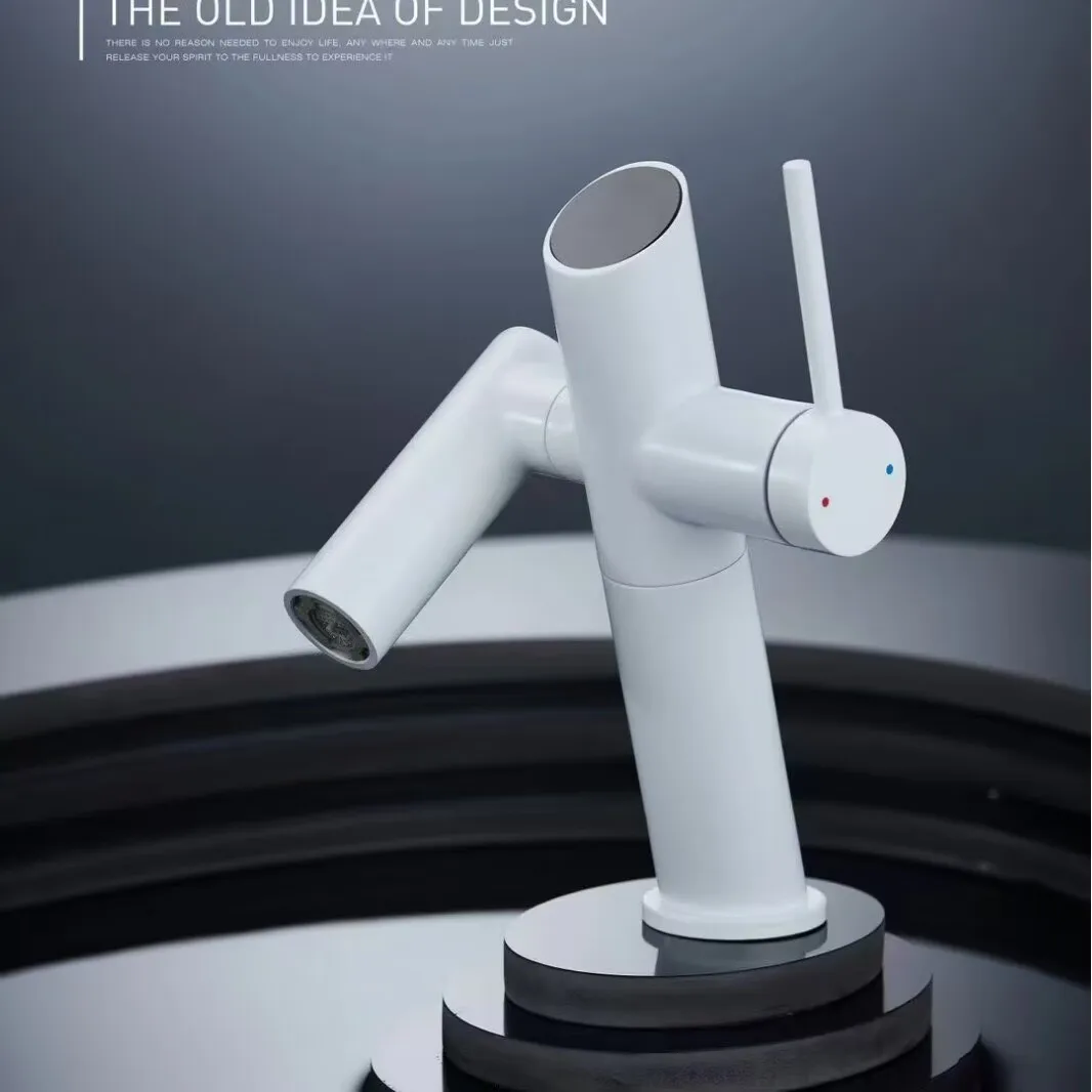 

Белая/золотистая матовая раковина из цельной меди с поворотным смесителем для горячей и холодной воды для домашней ванной комнаты, устанавливаемая на столешницу