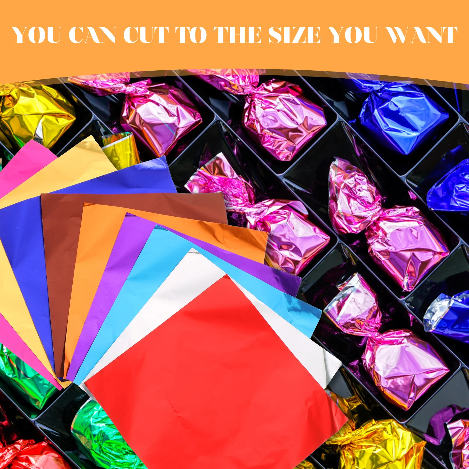 

200 Pcs Colorful Tin Foil Packaging Paper for Candy Wrapping Chocolate Sweets DIY Crafts Home Party Aluminum Sheets