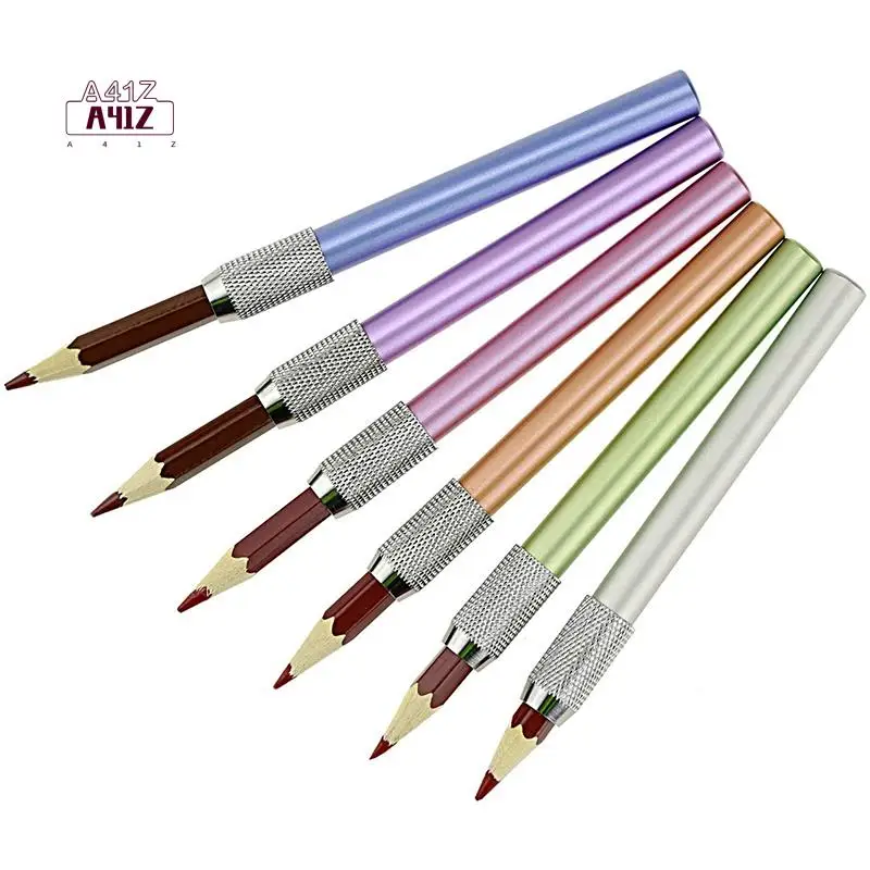 

A41Z-6PCS Metal Color Rod Single-End Pencil Extender Pencil Extender Pen Receptacle Pen Extension Pencil Case