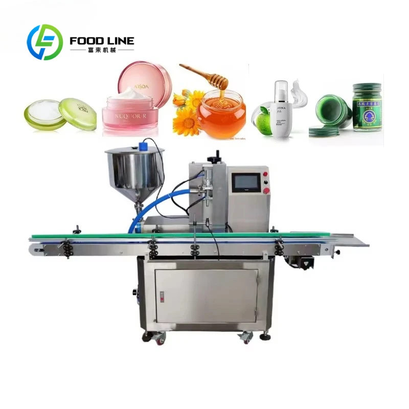 Customized Automatic Thick Paste Honey Liquid Soap Detergent Filling Machine Stainless Steel Conveyor Belt Liquid Paste Filler
