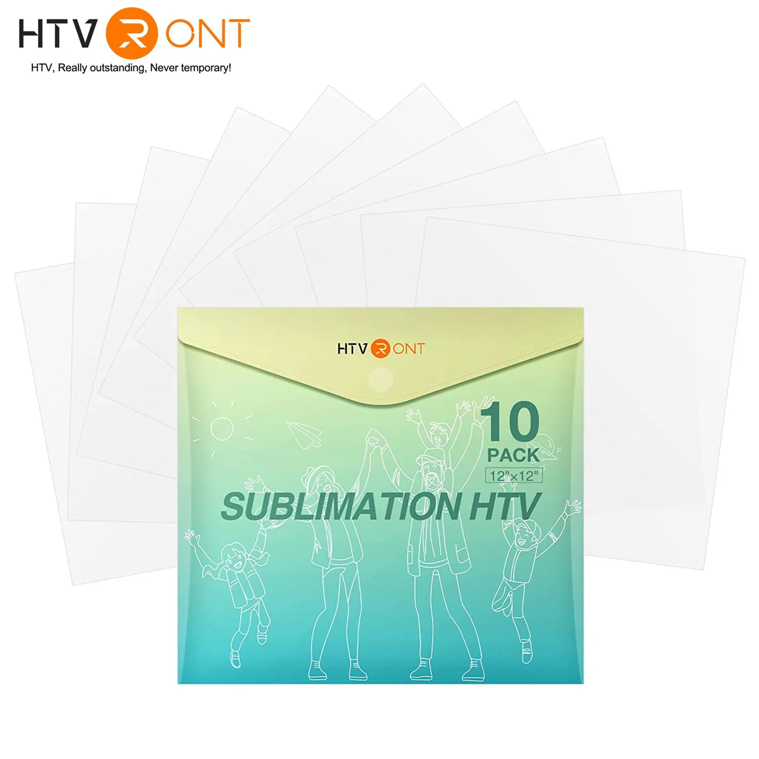 Htvaton 10 Pack 12 "X12'' Matte Clear Sublimation HTV Vinyls per camicia di colore chiaro tessuto di cotone Dye Sub Heat Transfer Vinyl