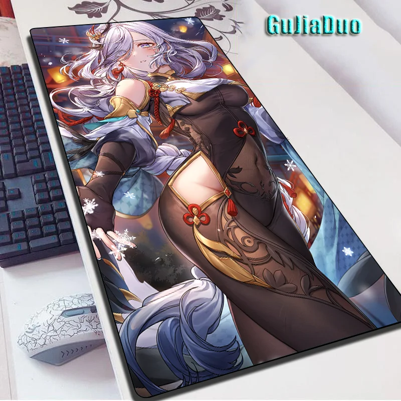 Shenhe Genshin Impact Extra Large Anime Mouse Pad 80x40 Laptop Play Mat Gaming Hoom Accessories Kawaii Mange Mousepad Table pad