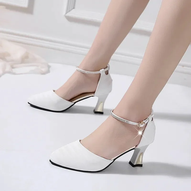 Zapatos De Mujer Women Sweet Light Weight White Stiletto Heel Shoes for Sexy Party Lady Fashion Pink Comfort Wedding Shoes B31