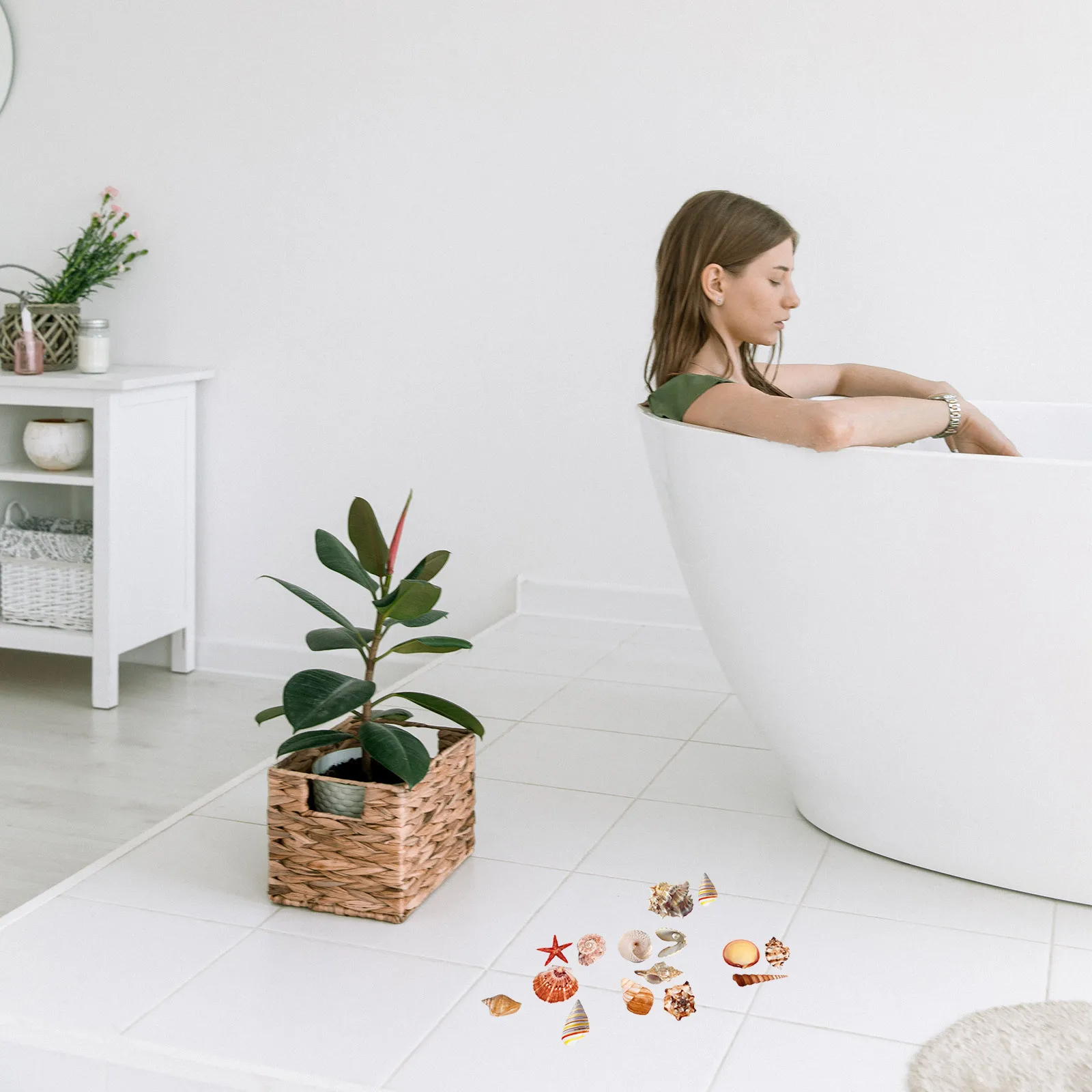 الحمام ديكور قذيفة نمط ملصقات المضادة للانزلاق حوض الاستحمام الشارات ذاتية اللصق عدم الانزلاق للأطفال حمام Treads الاطفال الحمام ديكور