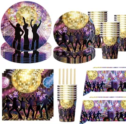 Disco Themed Birthday Disposable Tableware 80s 90s Retro Party Decorations Baby Shower Saturday Night Fever Party Supplies