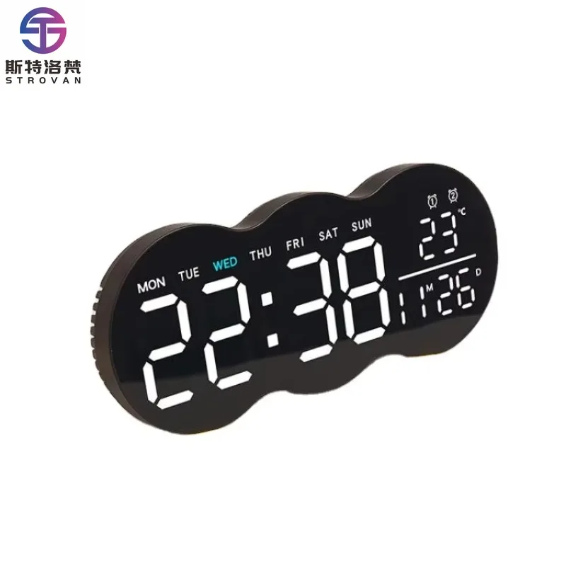 

Living Room Digital Wall Clock LED Electronic Clock With Light Multi-Function Remote Control Alarm Clock