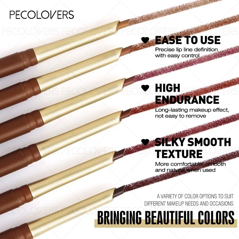 Delineador de labios de tubo marrón, selección multicolor, retratando los contornos de los labios, labios completos y encantadores, cosméticos para labios, 1 ud.