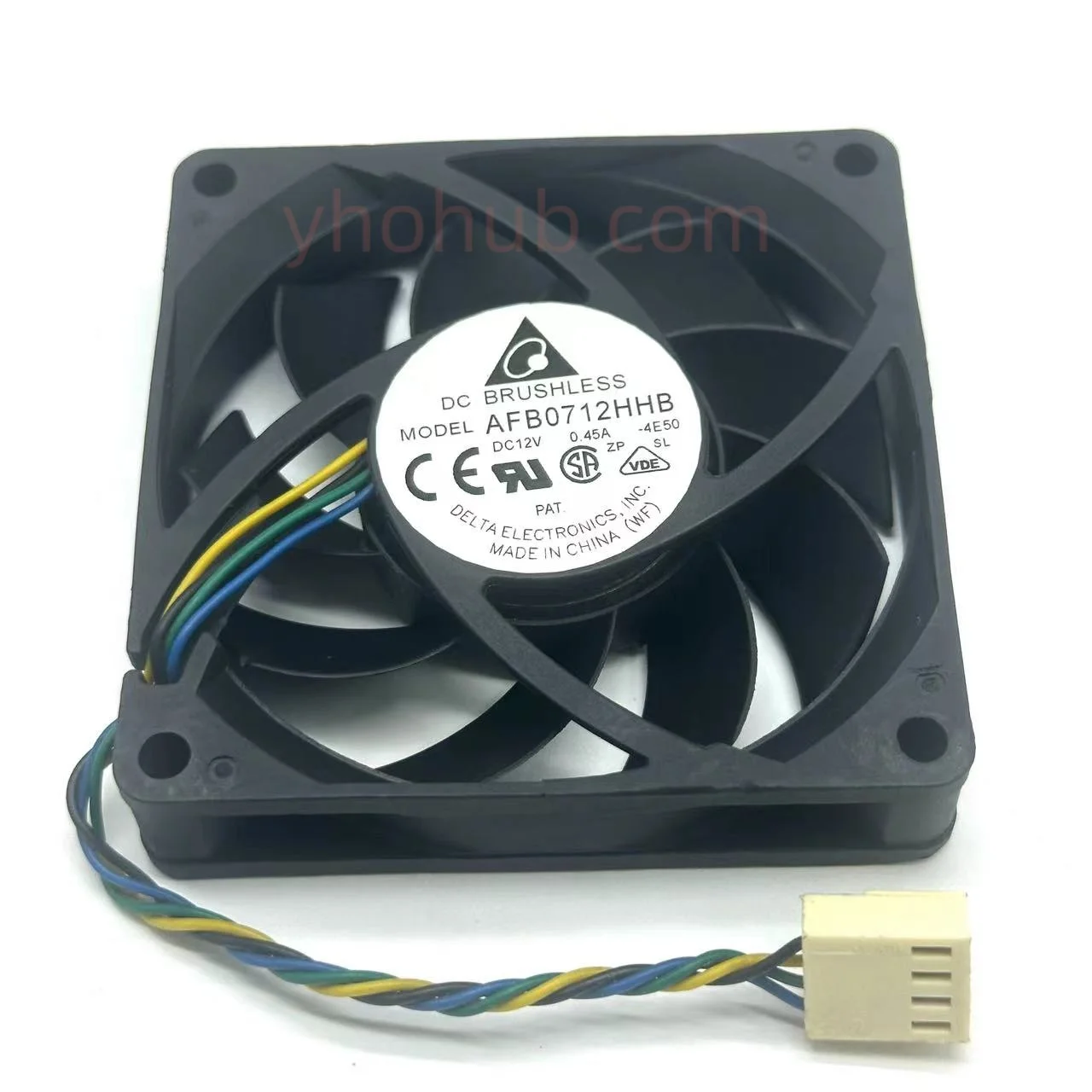 

Delta Electronics AFB0712HHB 4M50 DC 12V 0.45A 70x70x15mm Server Cooling Fan