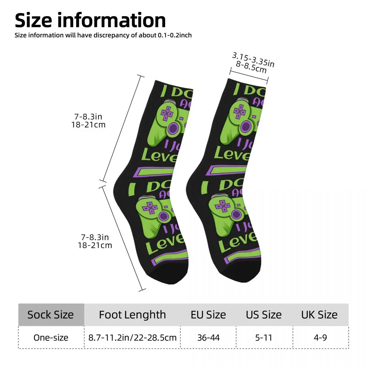 Gamer I Dont Age I Just Level Up Kawaii Socks Travel Cartoon Pattern Socks