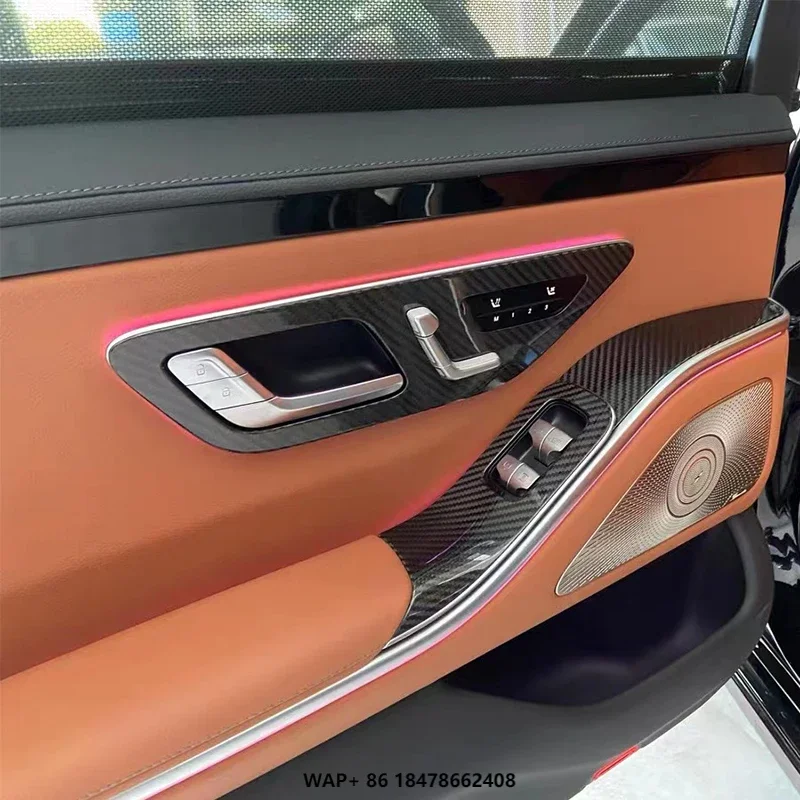 For Mercedes W223 Carbon Fiber Door Handle Button Panel  S480 S400L S450L AMG S Class Accessories Interior Wholesale