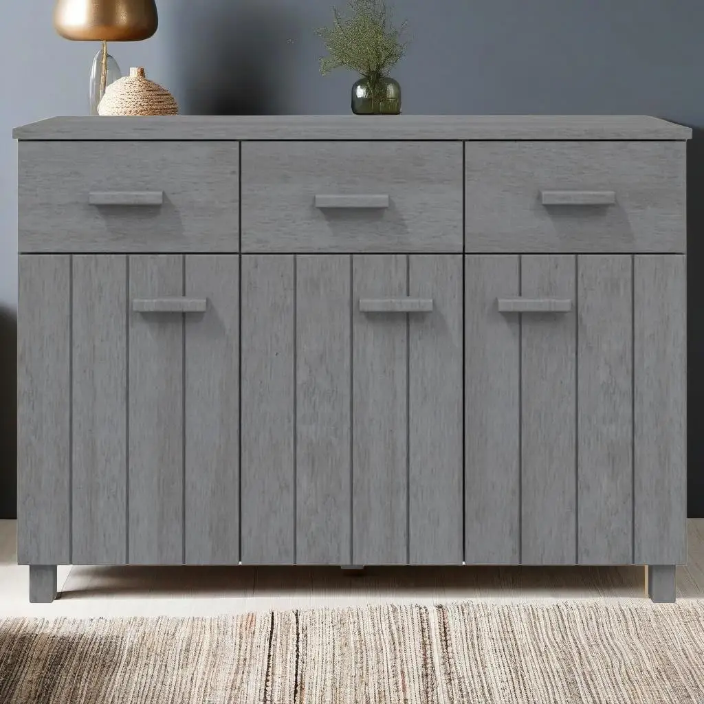 HAMAR Dark Gray Sideboard - 44.5x15.7x31.5 Solid Pine Wood Storage Cabinet