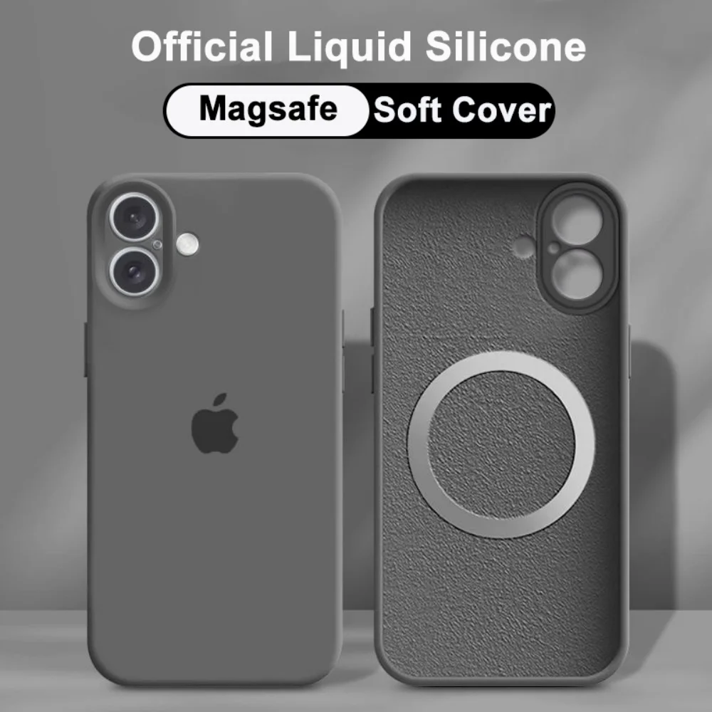 Оригинальный жидкий силиконовый чехол для Apple Magsafe для iPhone 16, 15, 14, 13, 12, 11 Pro Max Plus, защитный однотонный чехол для объектива камеры Оригинальный жидкий силиконовый чехол для Apple Magsafe для iPhone 16, 15, 14, 13, 12, 11 Pro Max Plus, защитный однотонный чехол для объектива камеры