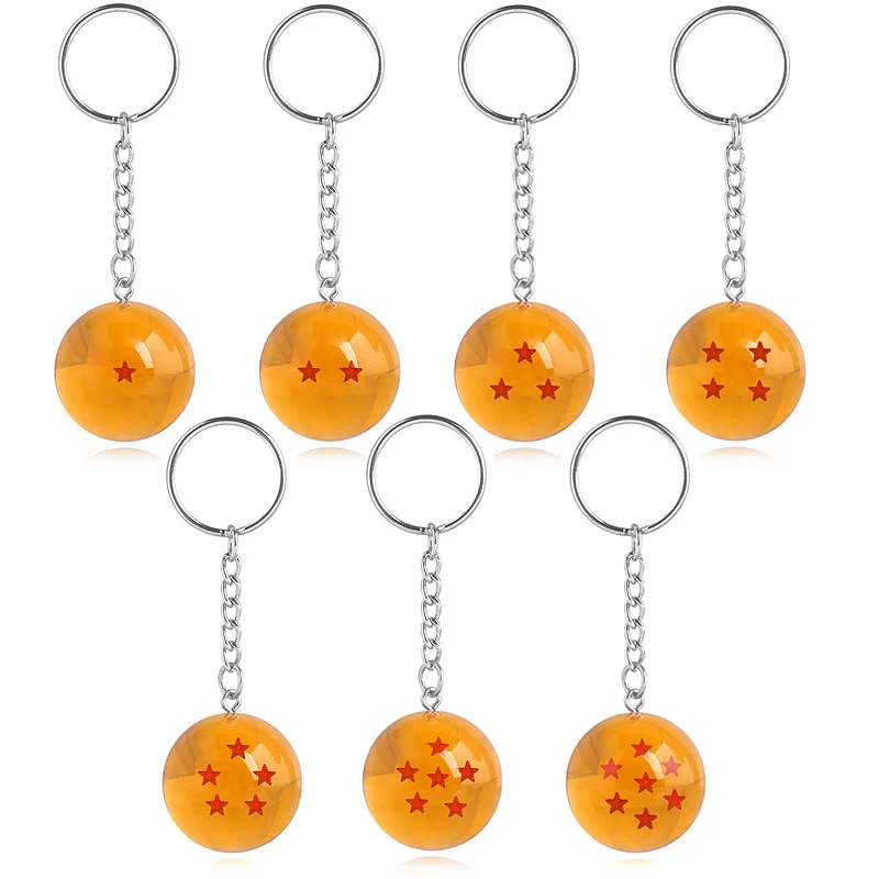 Japanese 1-7 Stars Balls Keychain Figures Toys Key Chain Pendant Car Keyring Gifts Accessories