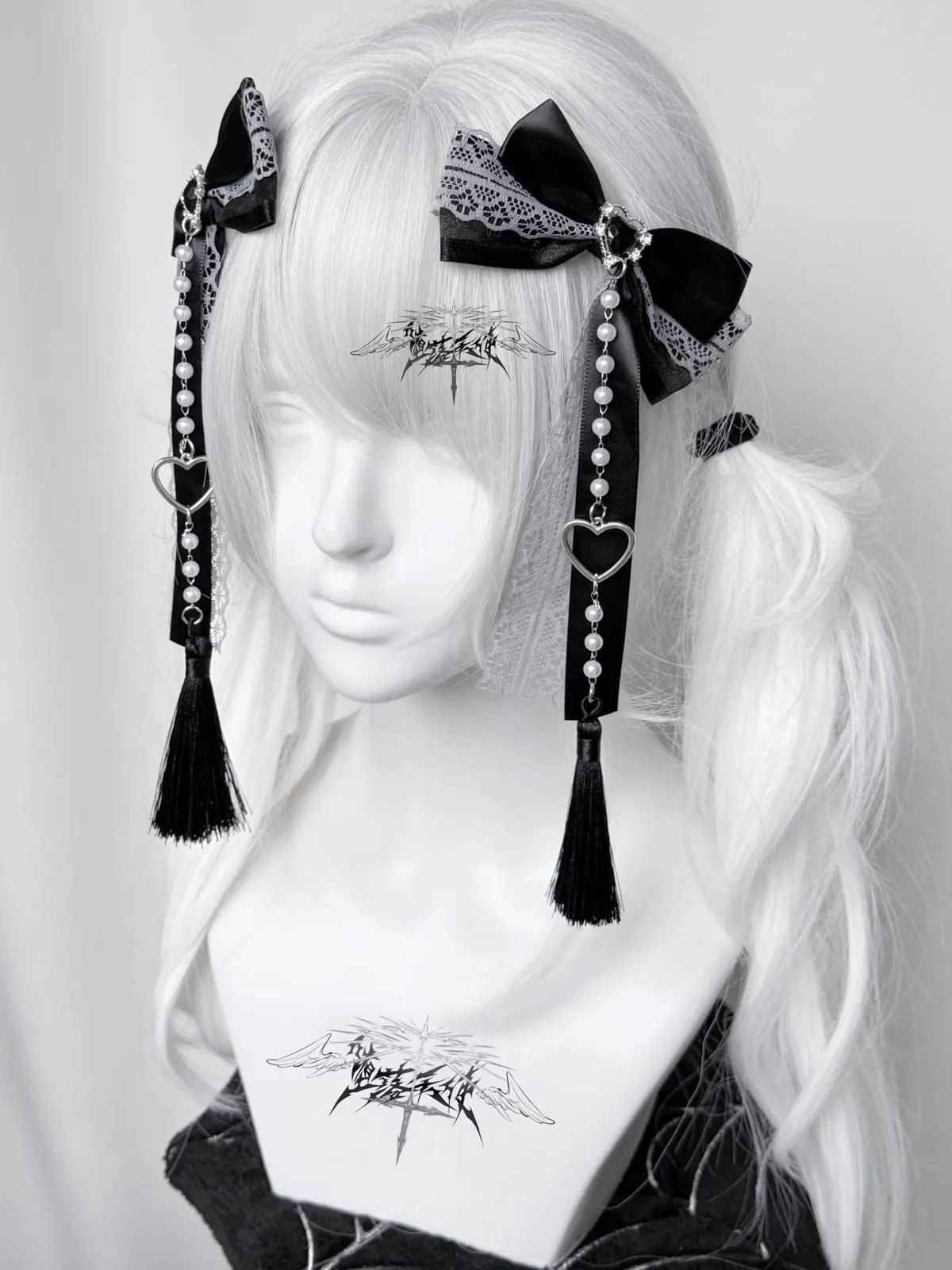 로리타 코스프레 소녀 머리핀 활 머리핀, 귀여운 헤어 액세서리, 일본 미적 중국 스타일, Y2K 술 헤어 클립, 1 쌍