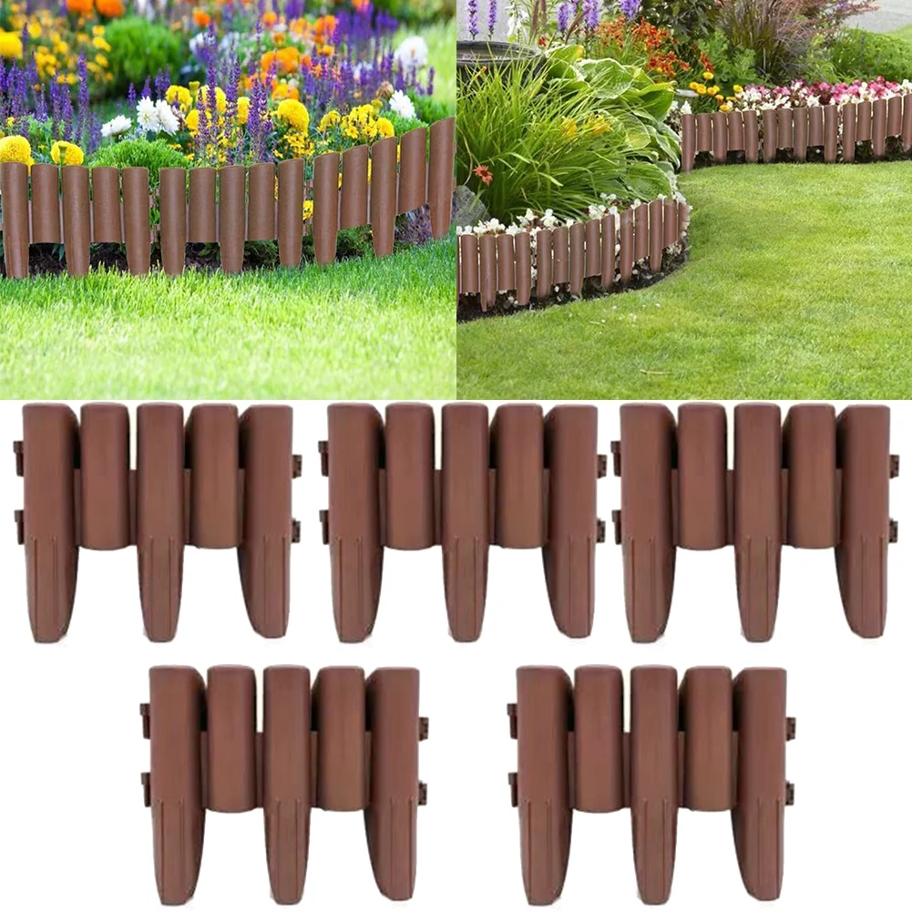 Stylish Wood Look Garden Border Easy Installation Palisade for Enhancing Your Flower Beds 14 m Plastic Lawn Edging