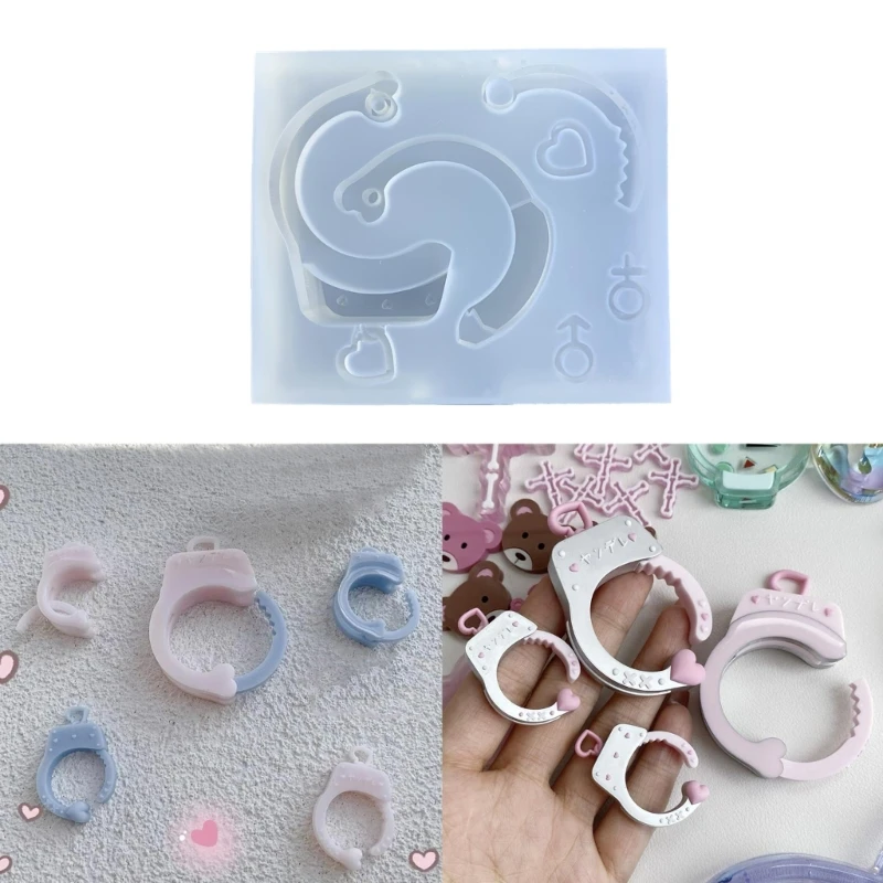 Love Handcuff Keychain Silicone Epoxy Necklace Mold DIY Ornaments Pendant Jewelry Crafting Mould for Valentine Gift