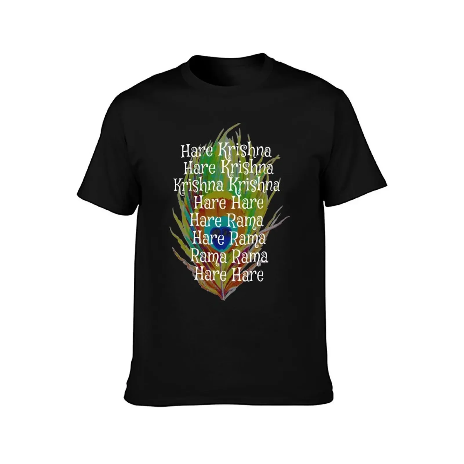 Hare Krishna Maha Mantra Peacock feather - Hare Krishna, Hare, Rama Rama, Rama Rama T-Shirt Clothing tees plain t shirts men