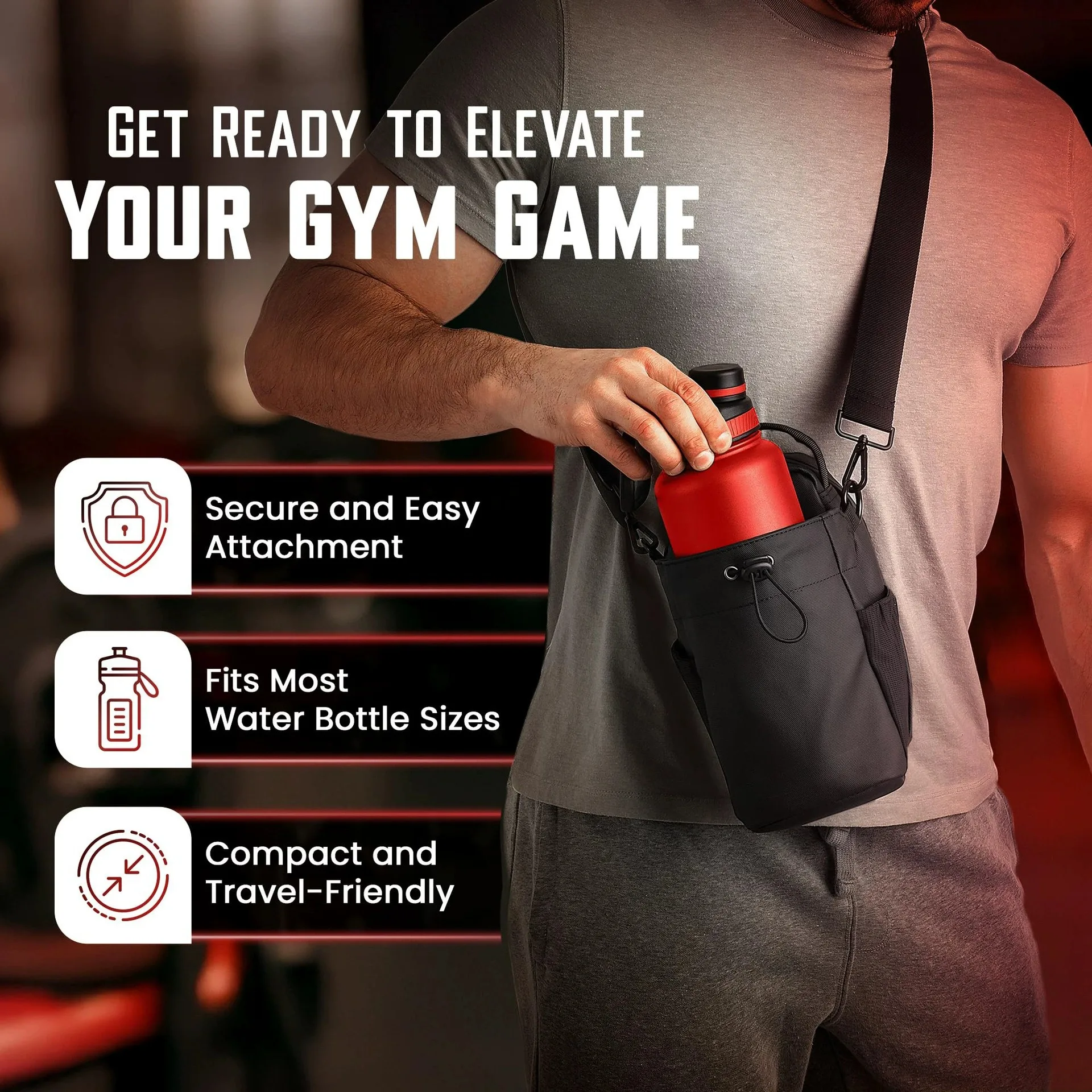 Geestock Magnetic Gym Bag Portable Magnetic Carrier Bag With Phone Pocket Fitness Water Bottle Pouch Gym Accessories Organizer