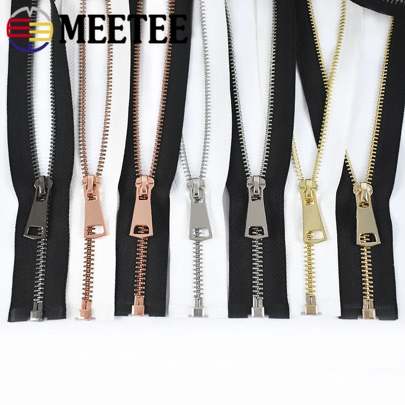 2Pcs 15/60/70/80cm 5# Auto Lock Zips Metal Zippers For Down Coat Garments DIY Clothing Bags Sewing Accessories