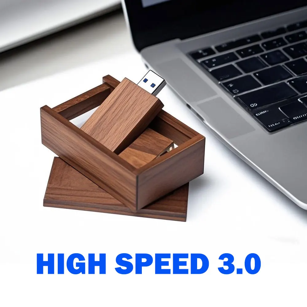 10 Stück/Lot (kostenloses Logo) USB-Flash-Laufwerk aus Holz mit Box Pendrive 3.0 4 GB 8 GB USB 16 GB 32 GB 64 GB 128 GB Memory Stick Hochzeitsgeschenk