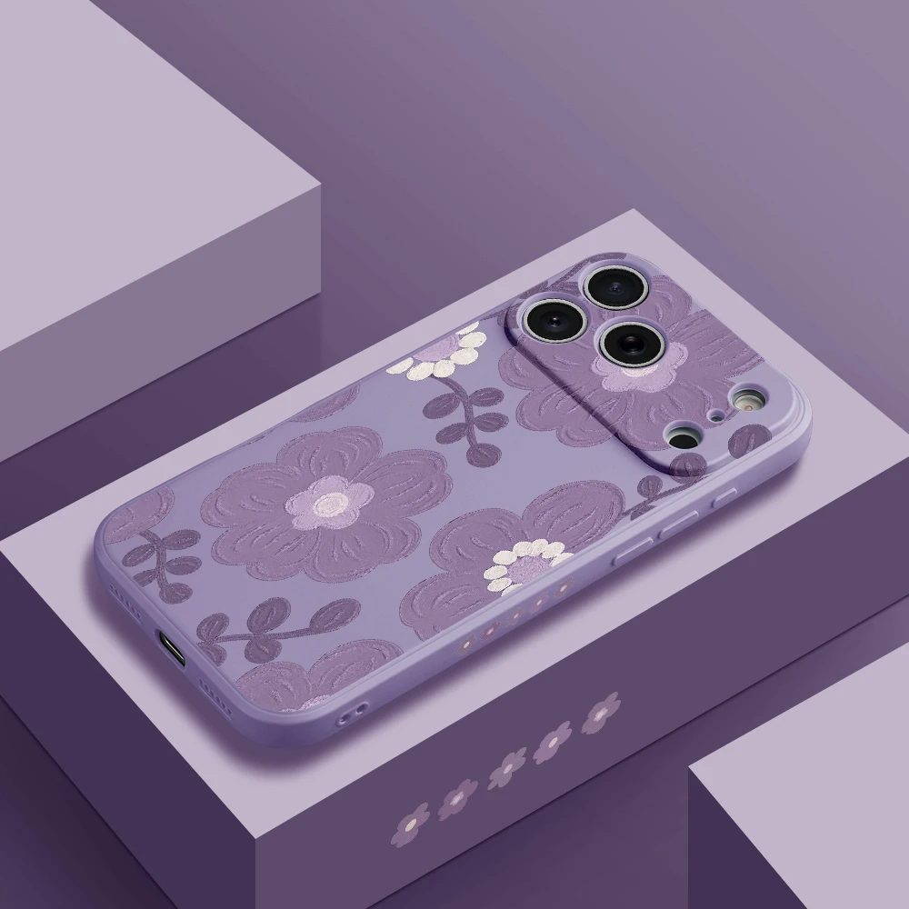 Custodia in TPU stile floreale viola per iPhone17 ProMax 17 Air 16 15 14 13 12 11 Pro Max XS Max7 8 Plus 16e 16 Plus