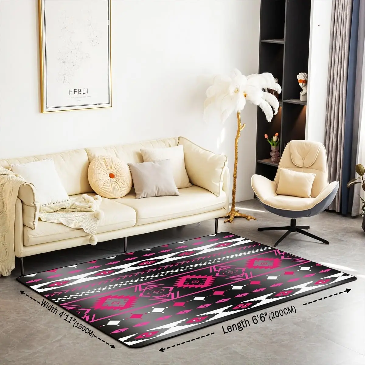 Tribal Aztec Area Rug Polyester Western Native Living Room Rugs for Bedroom Ethnic Geometric Decor Carpet Southwestern Tribal