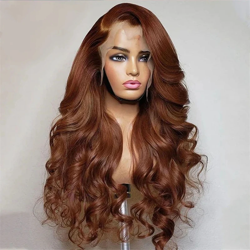 

100% Natural Real Human Hair Wig Chocolate Brown 13x6 HD Lace Frontal Wig Brown Roots Pre Plucked Full Lace Wig Sale For Women