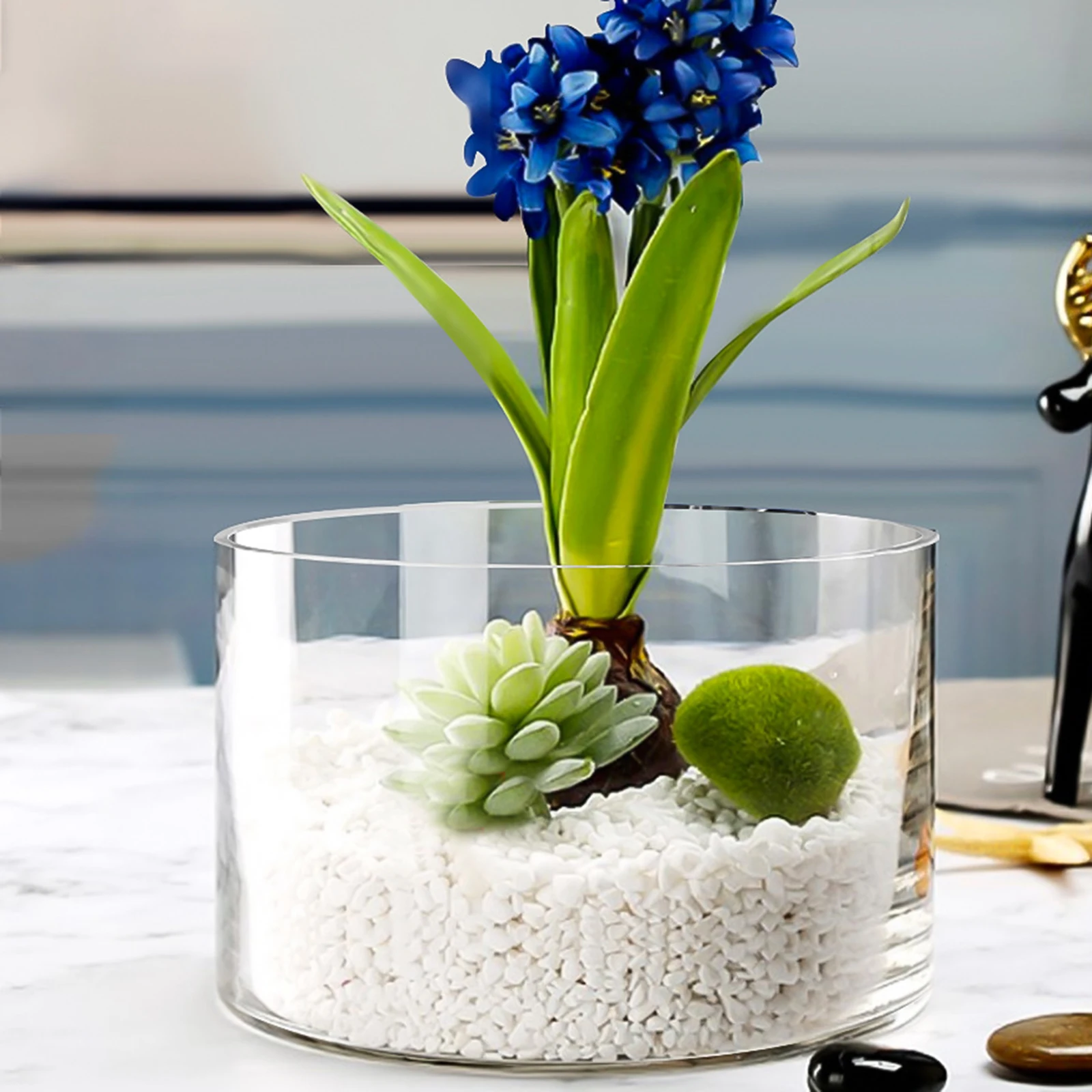 Acrylic Flower Vase Modern Ornament Round Planter for Party Table Countertop Desktop Organizer Supply Home Floral Arrangement