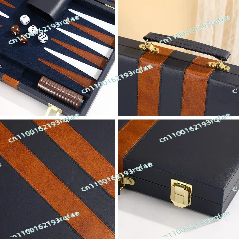 Travel Size Leather Backgammon Board Game Set 15 Inches
