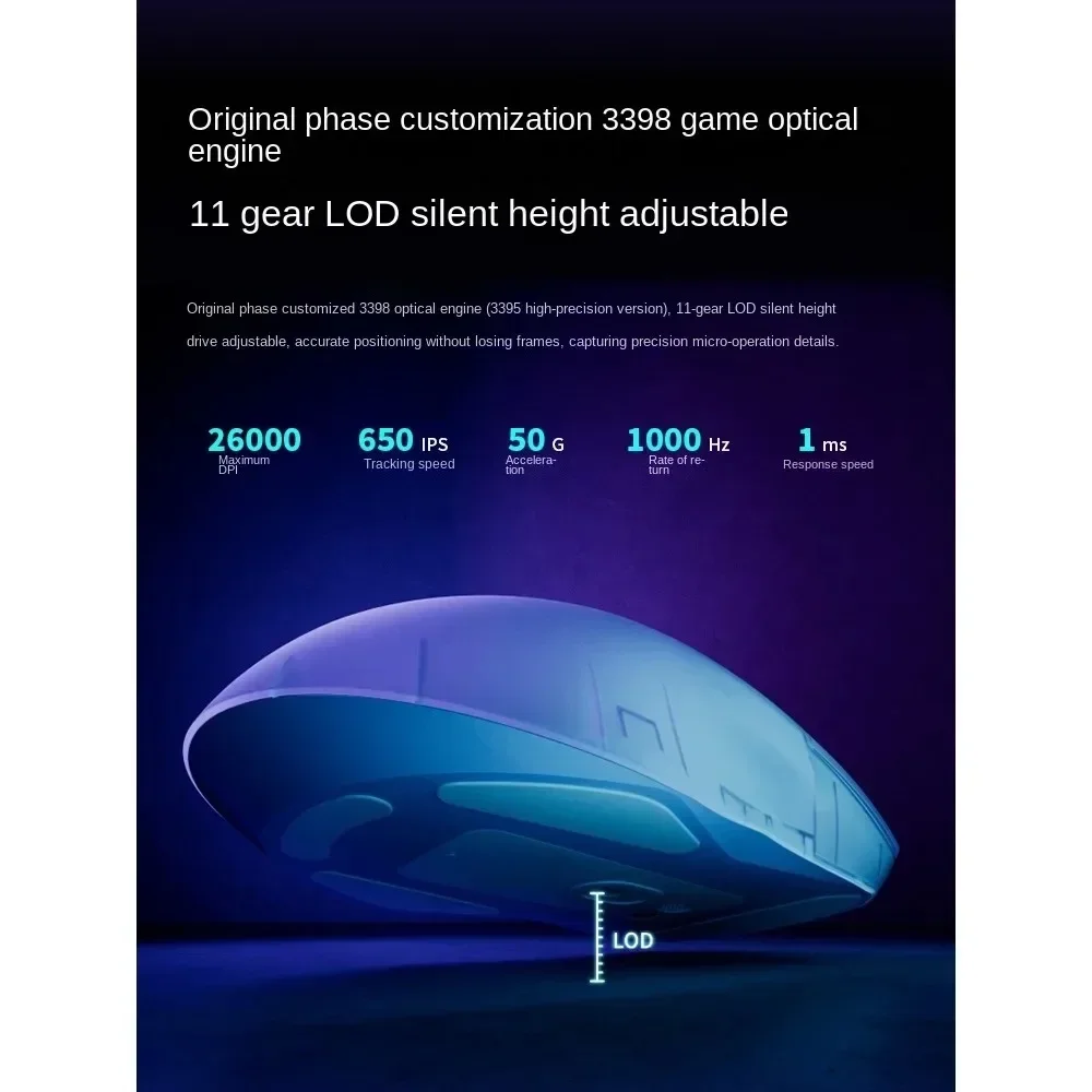 Imagem -04 - Mouse para Jogos sem Fio Modopaw3398 Ajustável 26000dpi Leve 4k com Fio 8k Bluetooth Fps Ergonômico Escritório Rapoo-vt9pro
