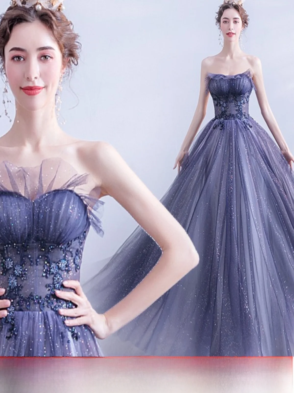 Angel Wedding Dr adient Color Performance Evening Dinner Yearly Meeting Host Wedding Dr 380 Faionable Mid-Waist...