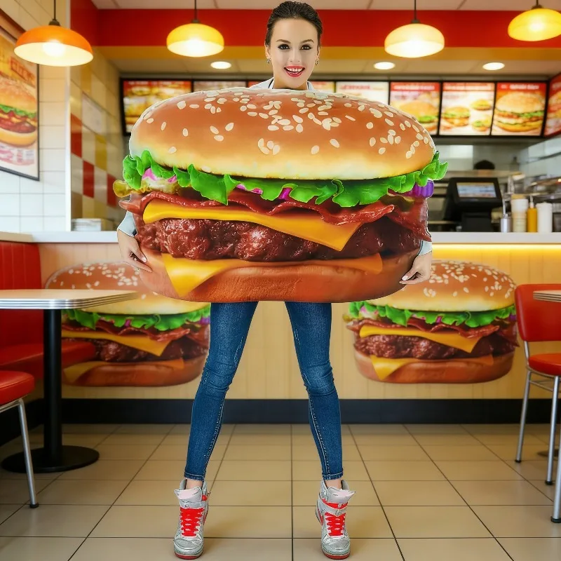 

Хэллоуин Забавный Еда Косплей Костюм Гамбургер Композитная Губка Одежда для Женщин Мужчин Карнавальная Вечеринка Сценический Наряд