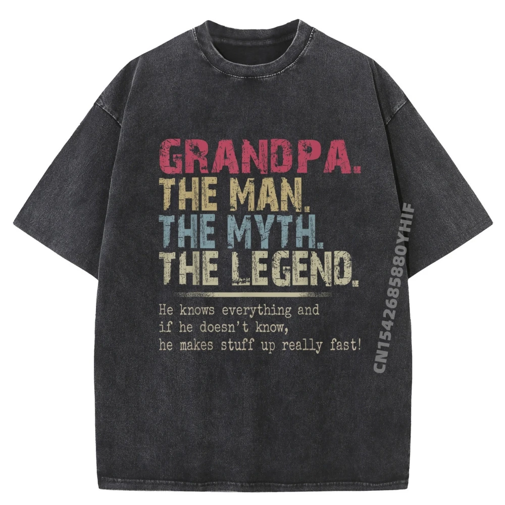

Обычные винтажные мужские футболки Grandpa Man Myth Legend для мужчин, футболки с короткими рукавами с принтом в стиле фанк, уличная одежда, хлопковые потертые футболки