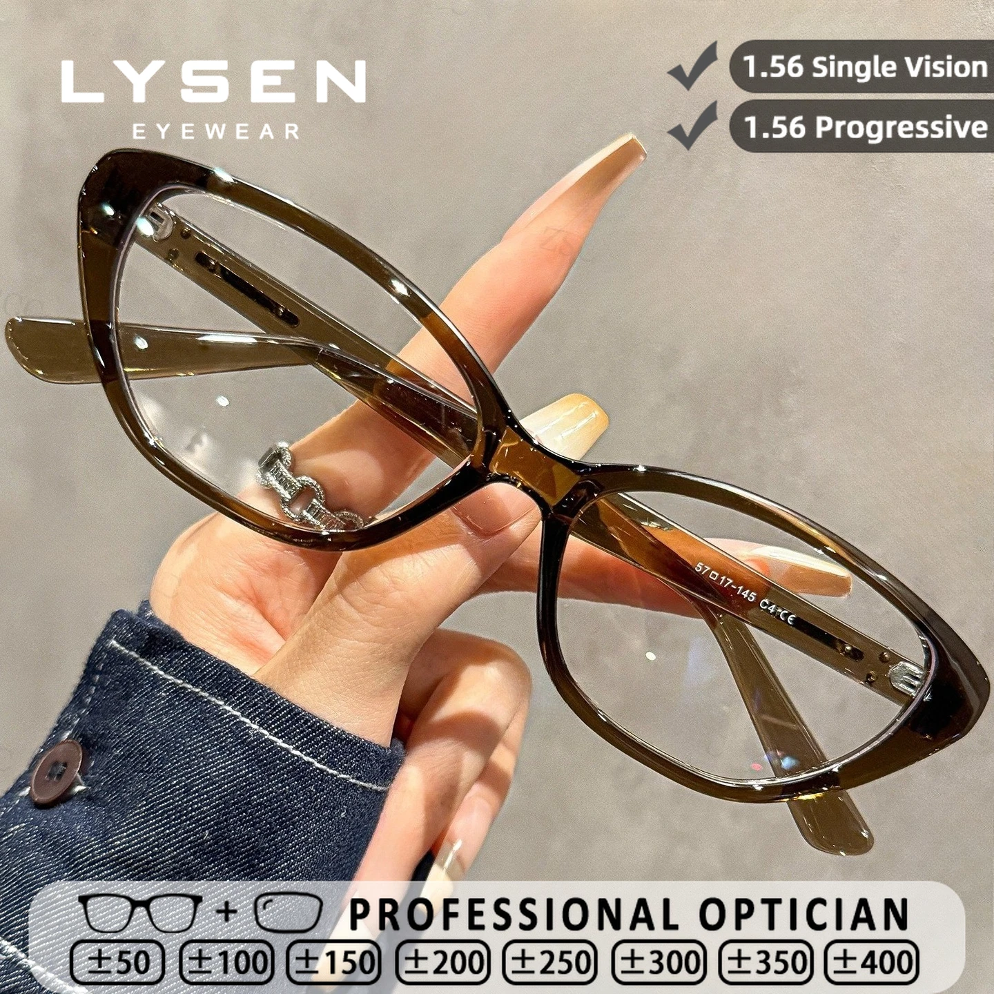 

LYSEN Classic Cat Eye Women Reading Glasses Anti Blue Light Computer Glasses Myopia Glasses Progressive Prescription Eyeglasses