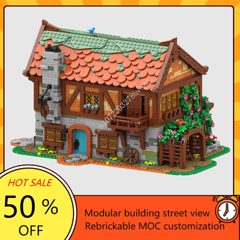 3979PCS Customized MOC Building blocks Medieval Village Joiner's Workshop Medieval Street View idea DIY child Toy Birthday Gift