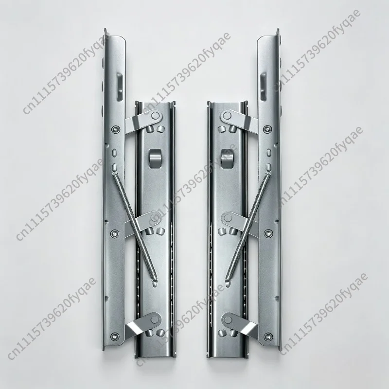 a pair Single-Side Lifting Slide Rail for Dining Table - Square / Round Folding Mechanism with Spring-Loaded Track