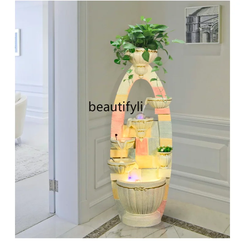 European-Style Floor Flowing Water Ornaments Creative Fish Tank Humidifier Indoor Housewarming Wedding Decoration Gift