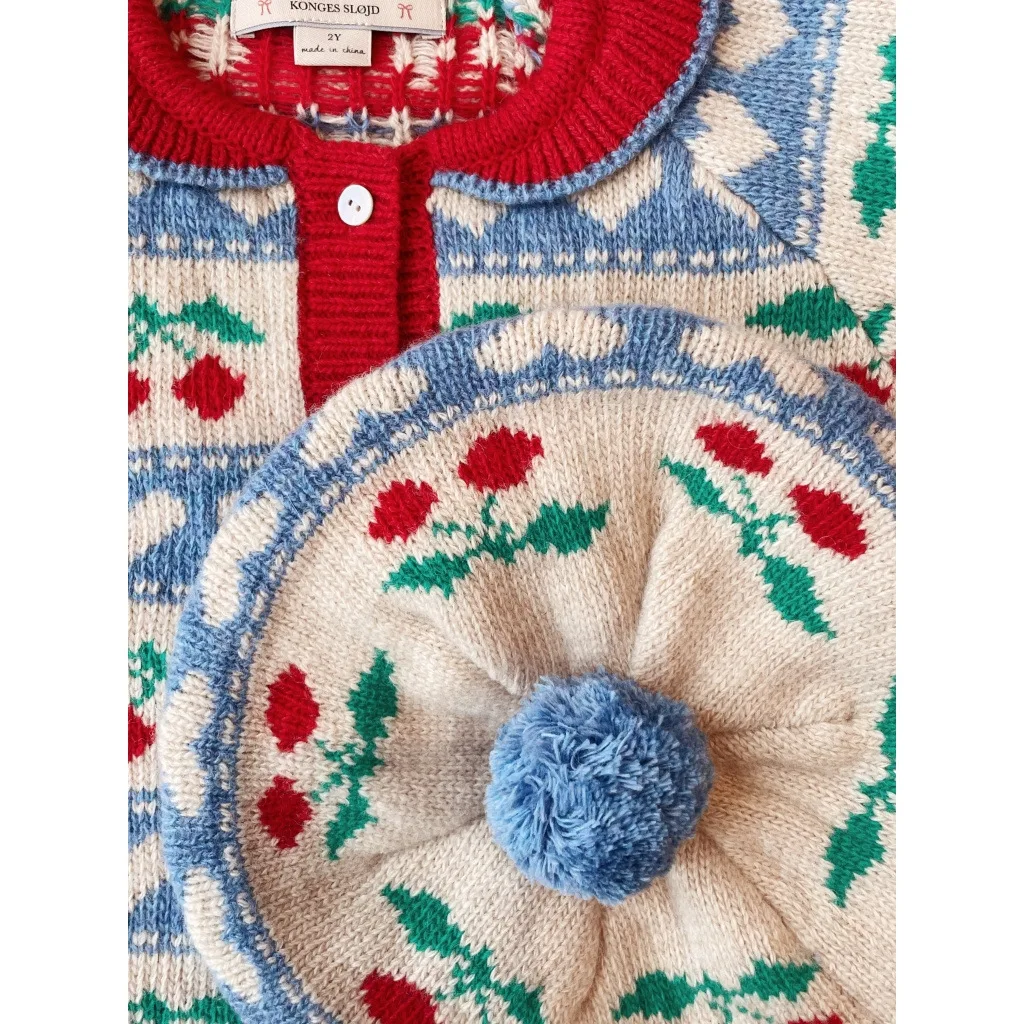 Kids Sweater 24 Autumn Winter New Girls Knitted Cardigan Baby Girl Christmas Knitted Sweater Christmas Hat Knitted Wool Hat