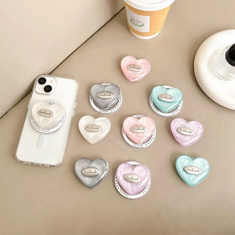 Korean INS Bling Shell Partten Love Heart Holder Phone Bracket Grip Tok Universal Smart For iPhone Samsung Stand Socket Smart