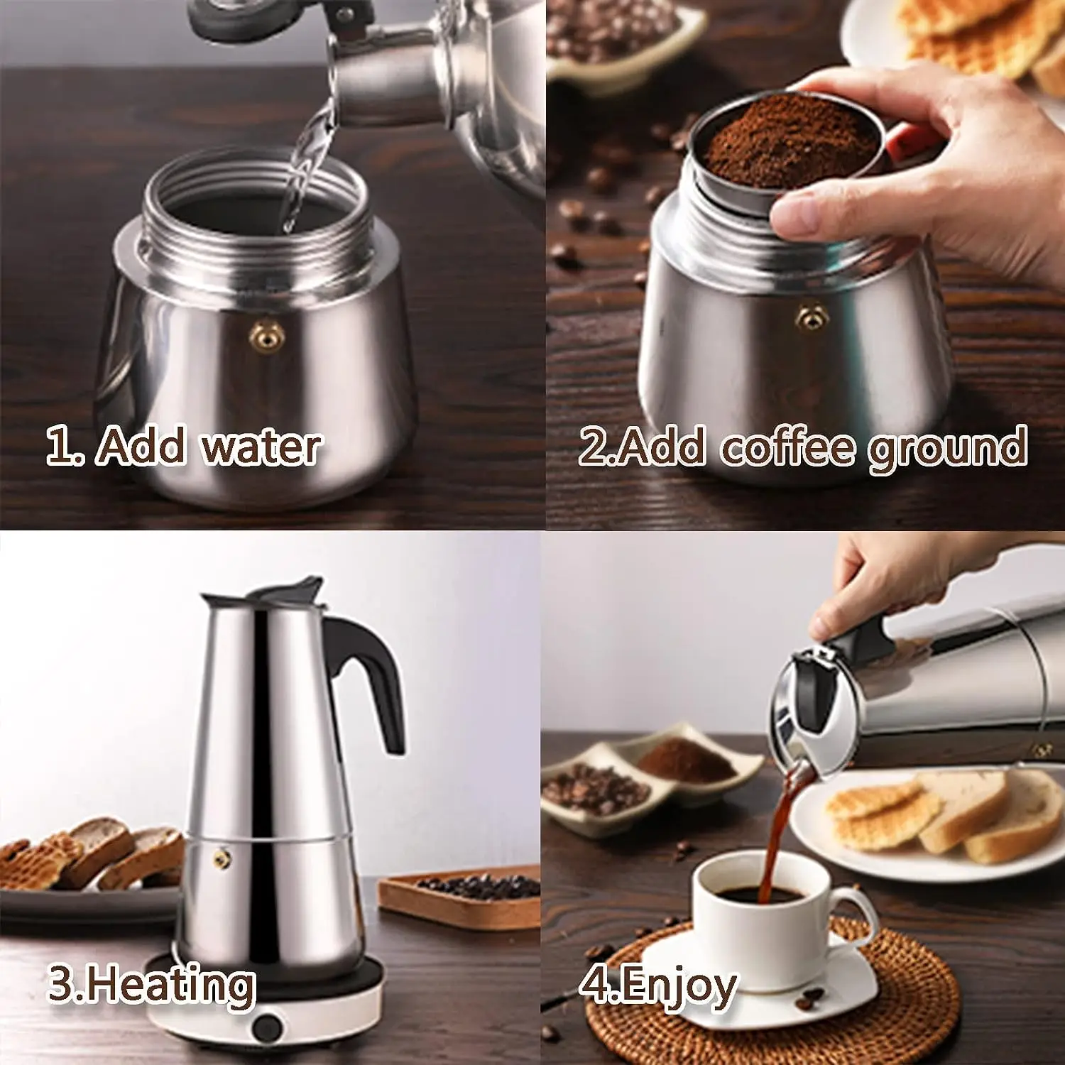 4/6/9 kubki Moka Pot Caffe Machine Filiżanki do kawy Ekspres do kawy Latte Percolator Kuchenka Top Moka Ekspres do kawy