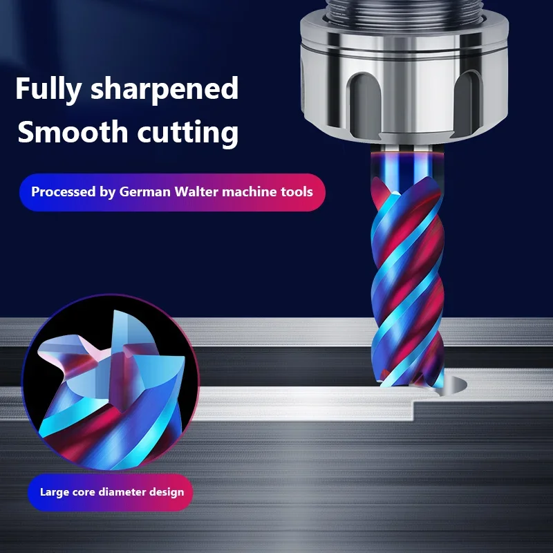 Fresa de topo de liga dura HRC65 1 2 3 4 5 6 8 9 10 12 17 18 20mm 4 flauta fresadora ferramenta de revestimento de liga Fresa de topo de usinagem CNC