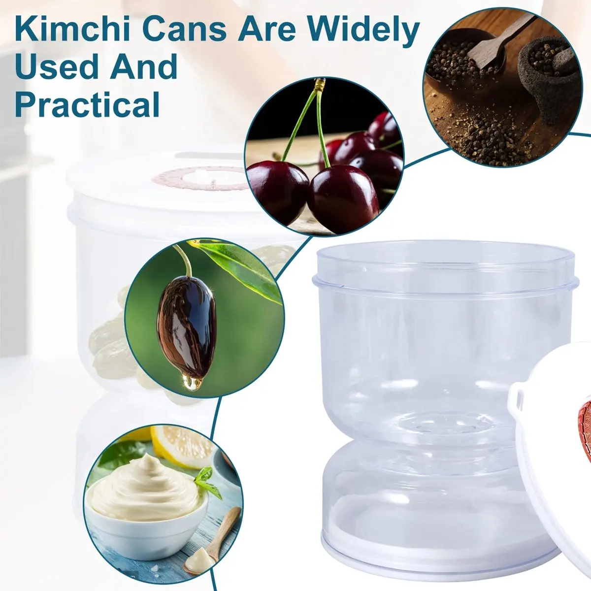 A22I  Jar Stainless Steel Fork Dry and Wet Dispenser Pickle and Olives Hourglass Jar Cucumber Container Kitchen Tools