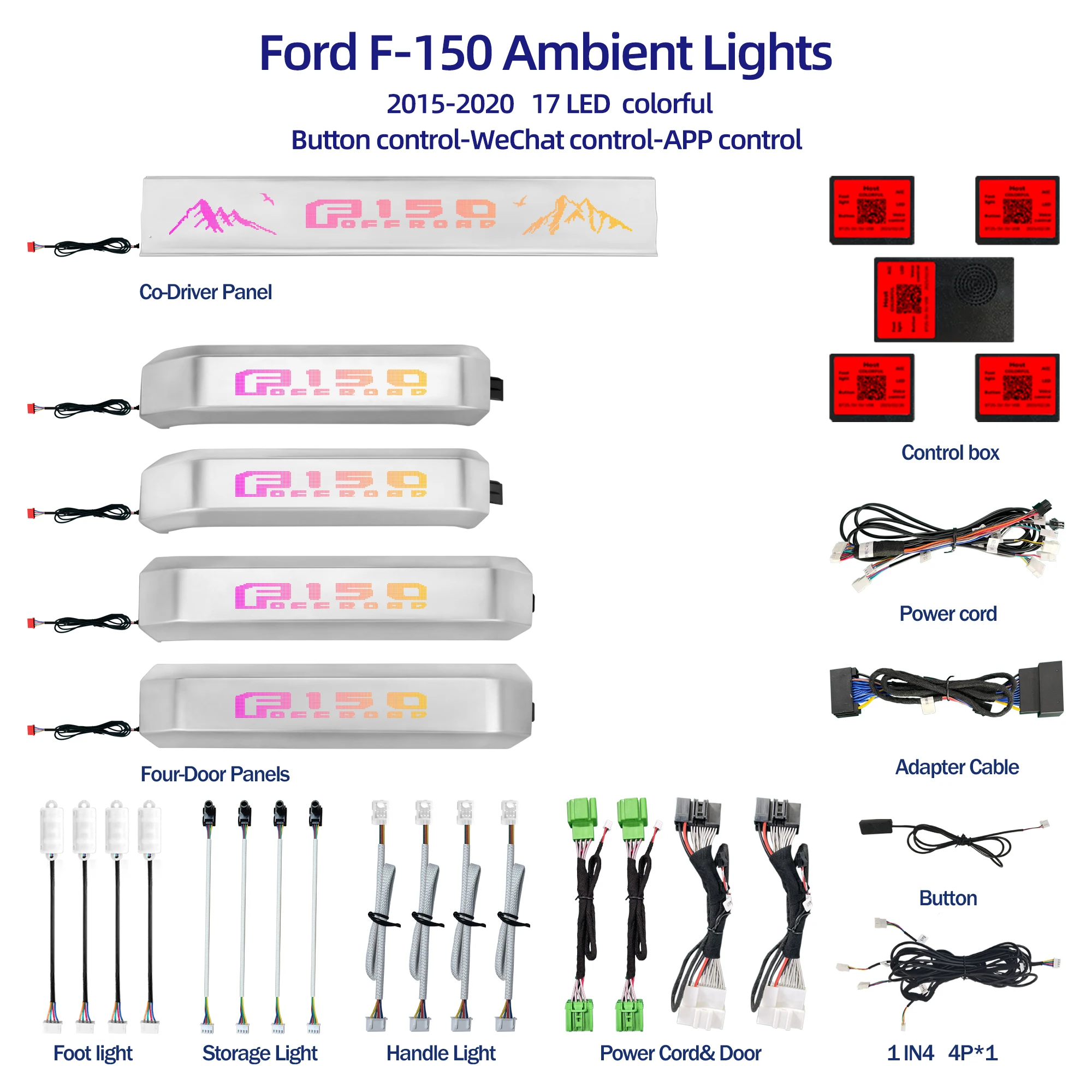 

Upgrade 256 Colors Symphony Led Car Interior Ambient Light Decoration For Ford F-150 Atmosphere Strip Accessories