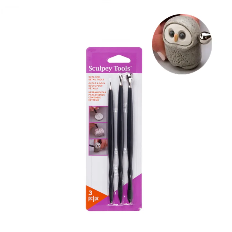 3-piece Set of Double-ended Stainless Steel Spherical Clay Tools DIY Clay Doll Detail Finishing Molding Tools Pottery Tools