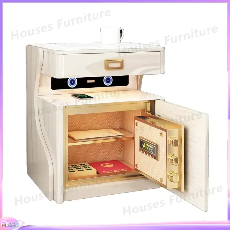Smart Bedside Table with Safe Luxury Design Modern Bedroom Furniture Nightstand Storage Cabinet Home Decor Accent Table