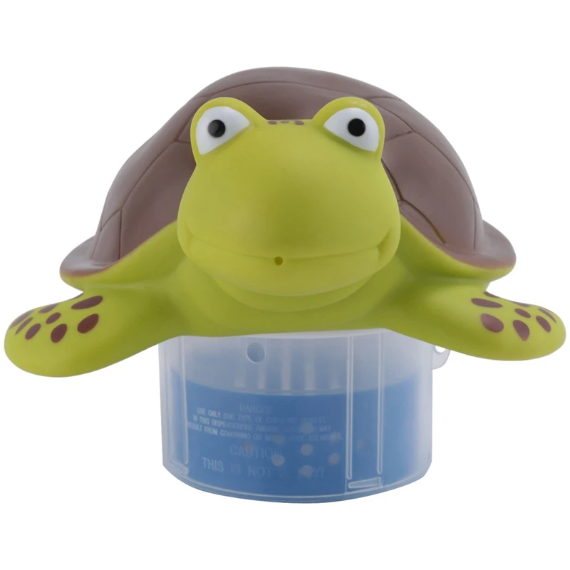 Turtle Floating Pool Chlorine Dispenser Fun Cute 10 Inch Green Turtle Animal Floater Decoration