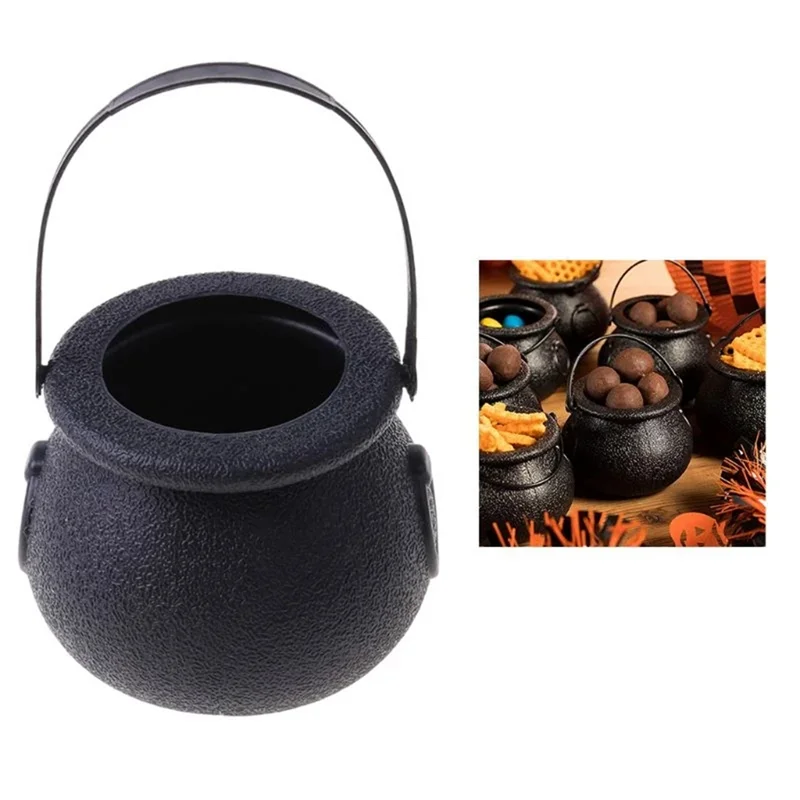 20 Pcs Mini Candy Kettles Witch Skeleton Cauldron Holder Pot with Handle for Halloween Easter St Patrick\'S Day Party